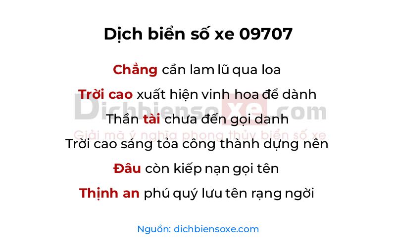 Dịch thơ biển số 09707