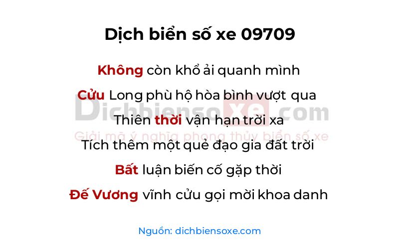 Dịch thơ biển số 09709