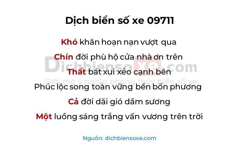 Dịch thơ biển số 09711