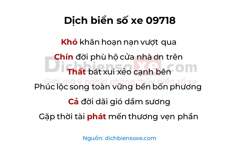 Dịch thơ biển số 09718