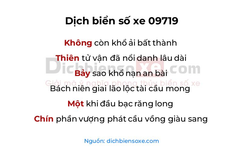 Dịch thơ biển số 09719