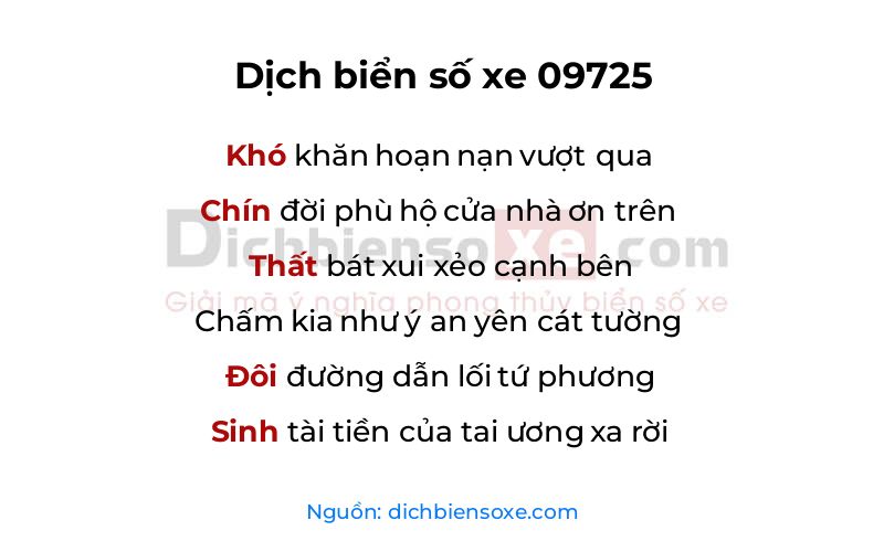 Dịch thơ biển số 09725
