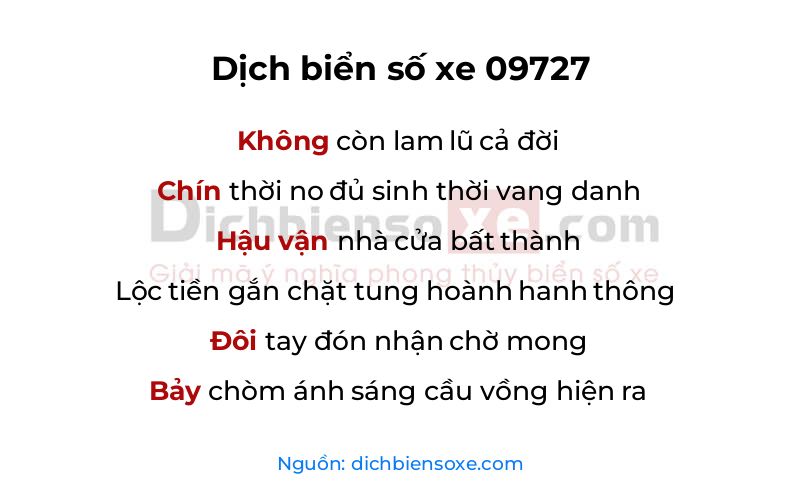 Dịch thơ biển số 09727