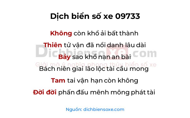 Dịch thơ biển số 09733