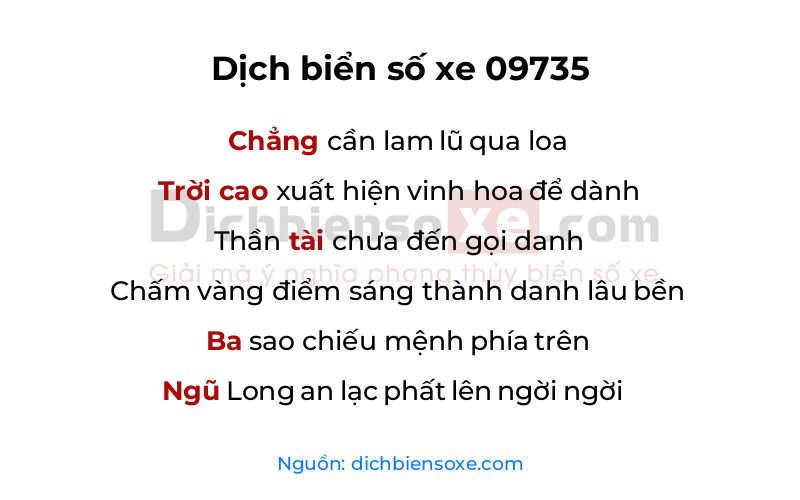 Dịch thơ biển số 09735