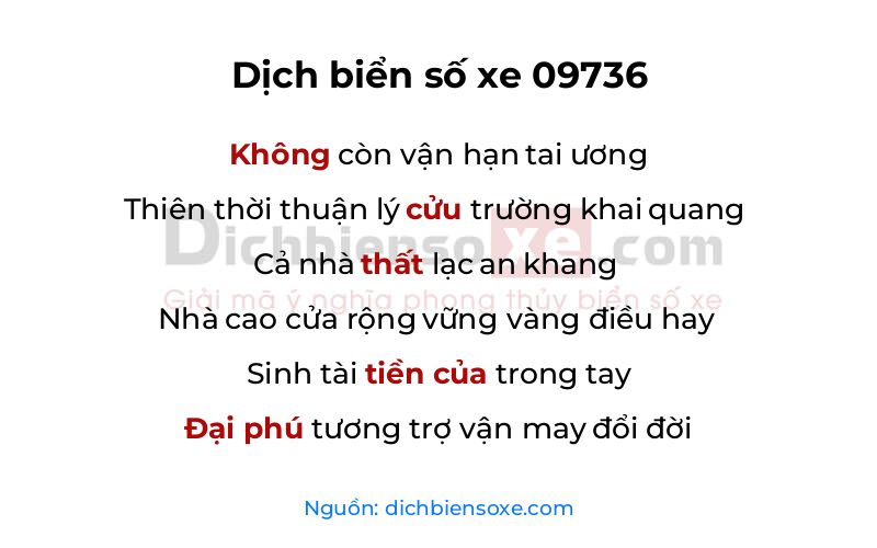 Dịch thơ biển số 09736