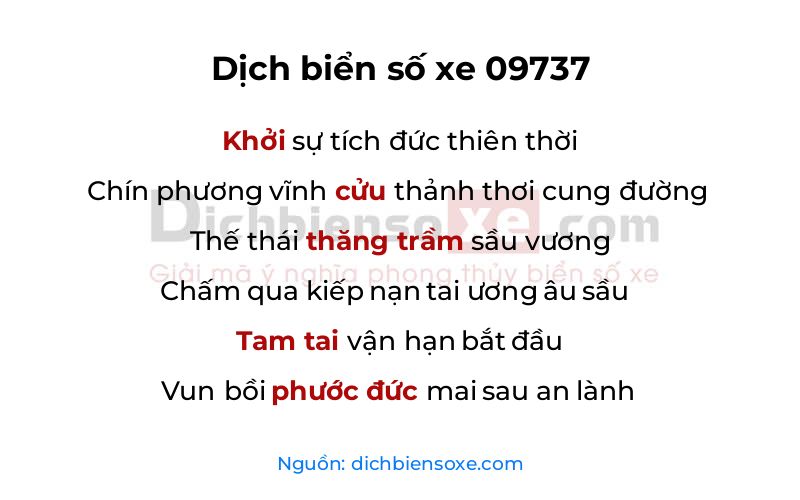Dịch thơ biển số 09737