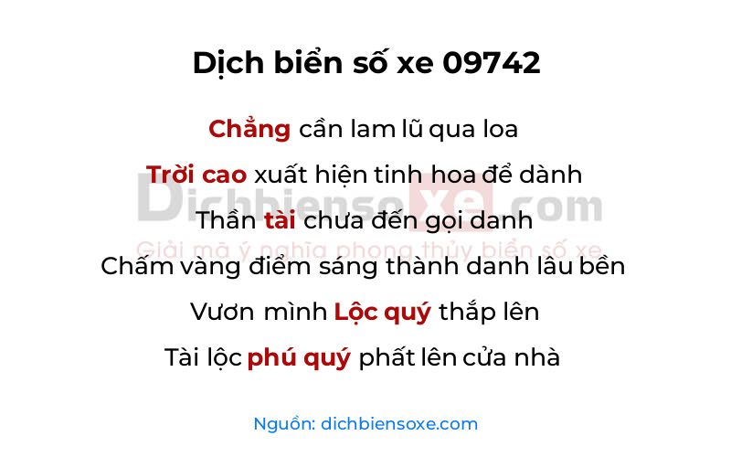 Dịch thơ biển số 09742