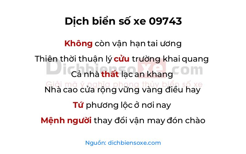 Dịch thơ biển số 09743