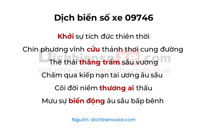 Dịch thơ biển số 09746