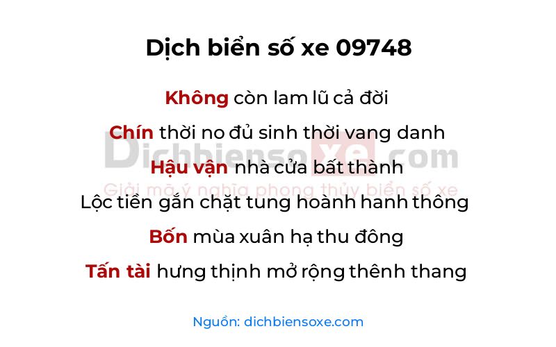 Dịch thơ biển số 09748