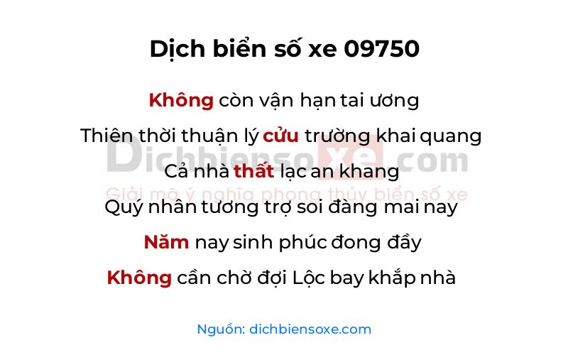 Dịch thơ biển số 09750