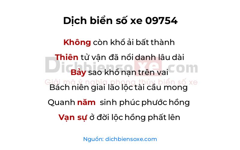 Dịch thơ biển số 09754