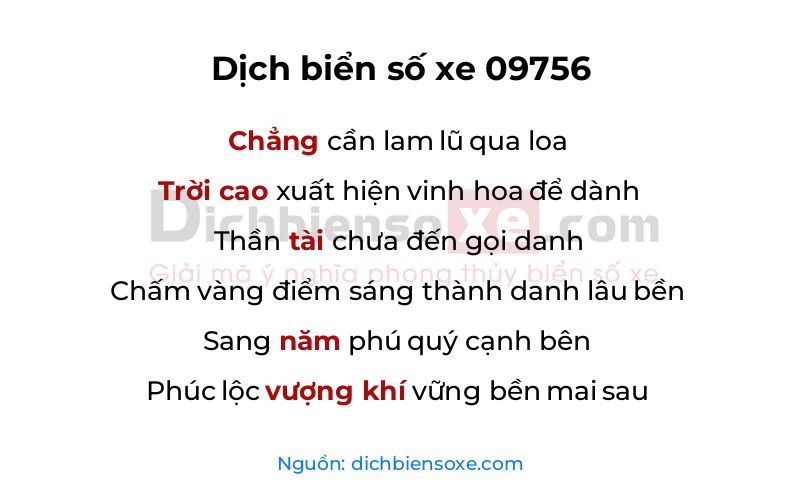 Dịch thơ biển số 09756