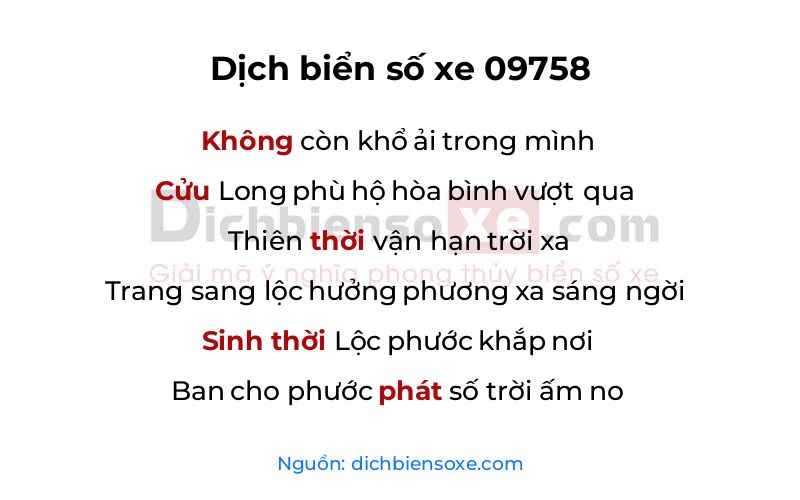 Dịch thơ biển số 09758