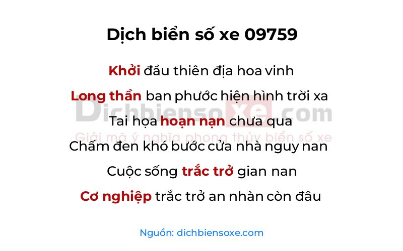 Dịch thơ biển số 09759