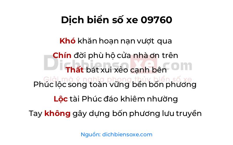 Dịch thơ biển số 09760