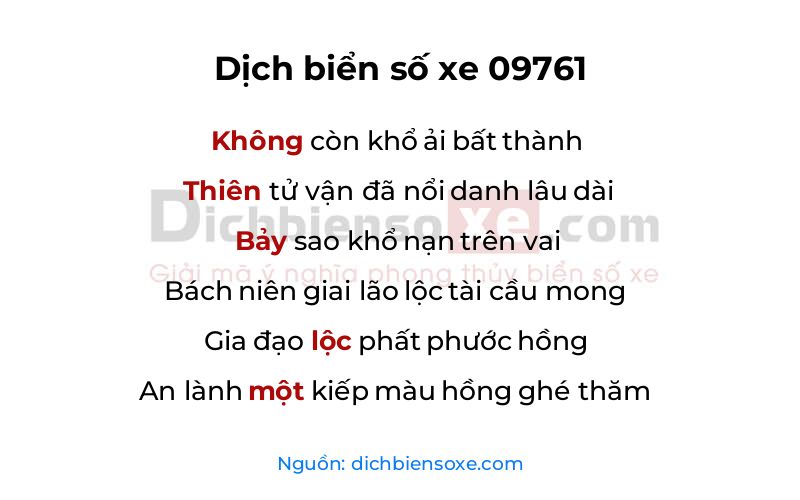 Dịch thơ biển số 09761
