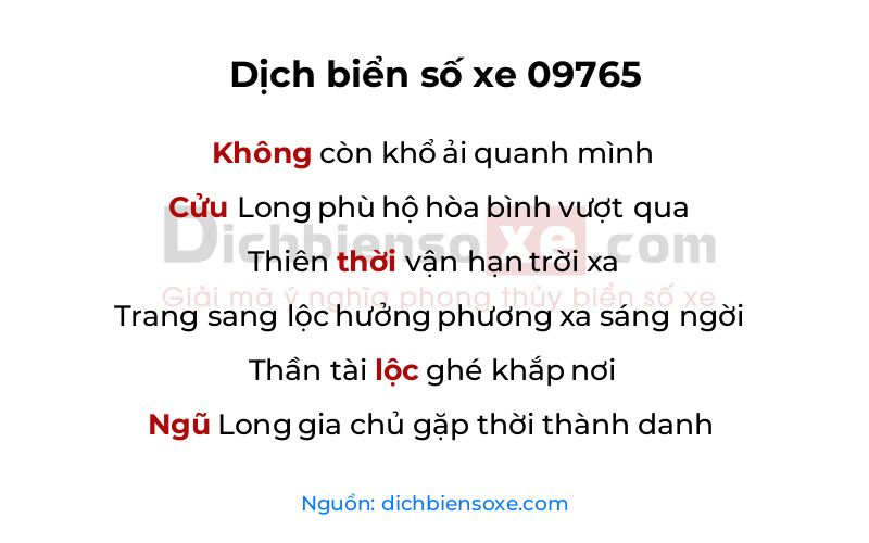 Dịch thơ biển số 09765