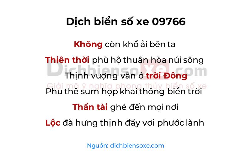 Dịch thơ biển số 09766