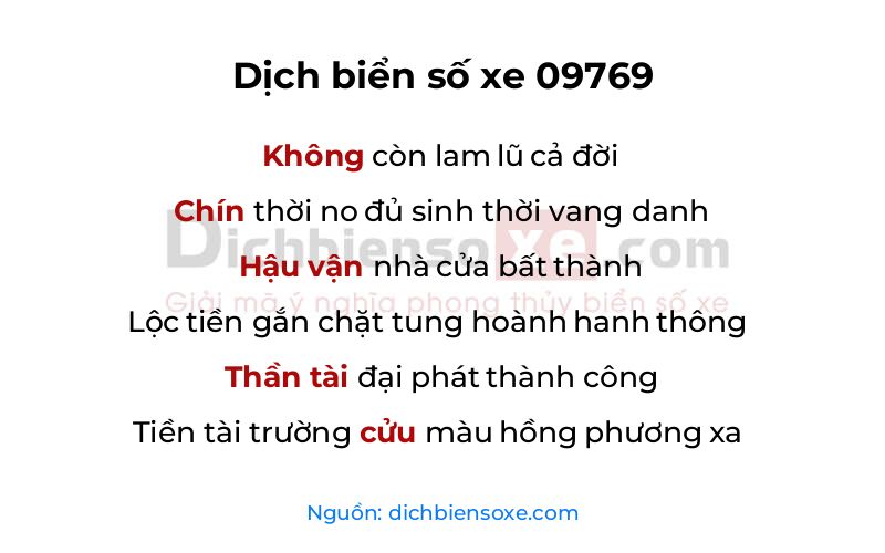 Dịch thơ biển số 09769