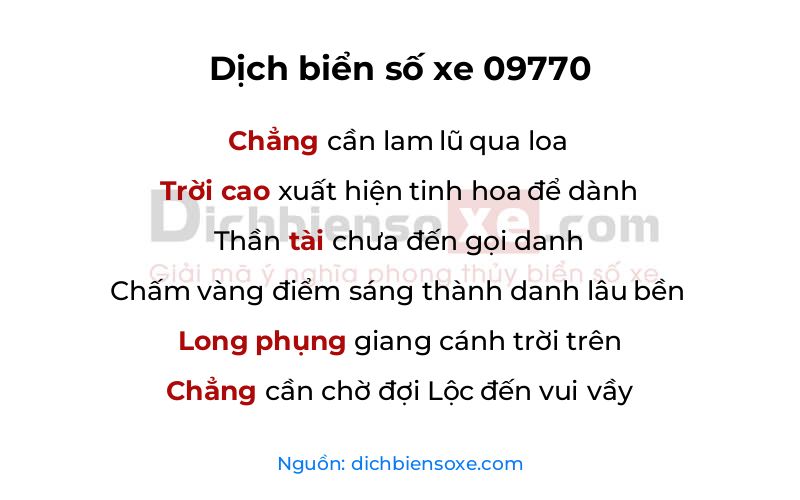 Dịch thơ biển số 09770