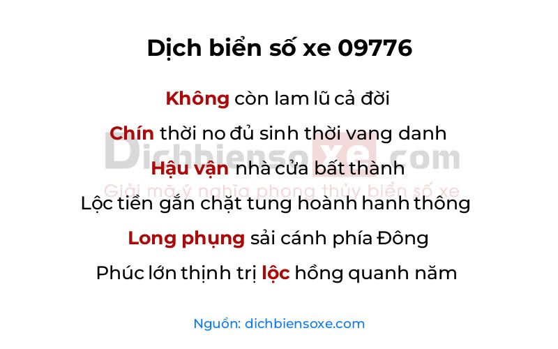 Dịch thơ biển số 09776