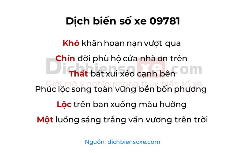 Dịch thơ biển số 09781