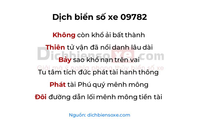 Dịch thơ biển số 09782