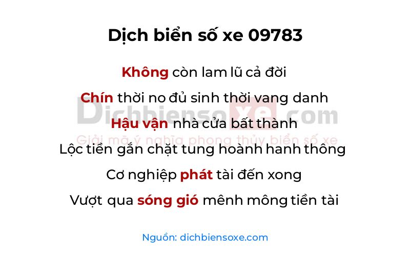 Dịch thơ biển số 09783