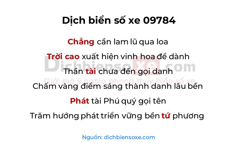 Dịch thơ biển số 09784