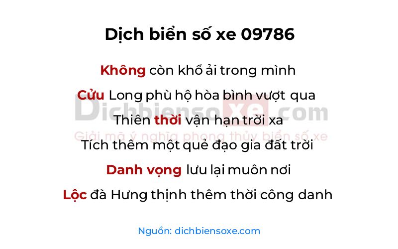 Dịch thơ biển số 09786