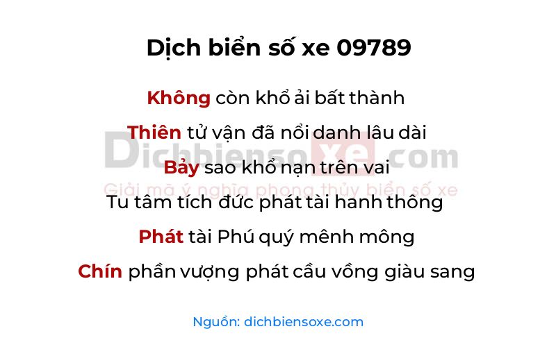 Dịch thơ biển số 09789