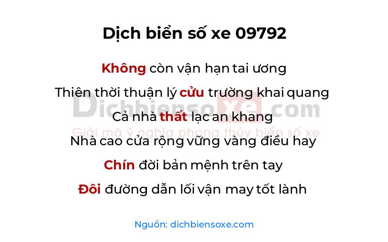 Dịch thơ biển số 09792