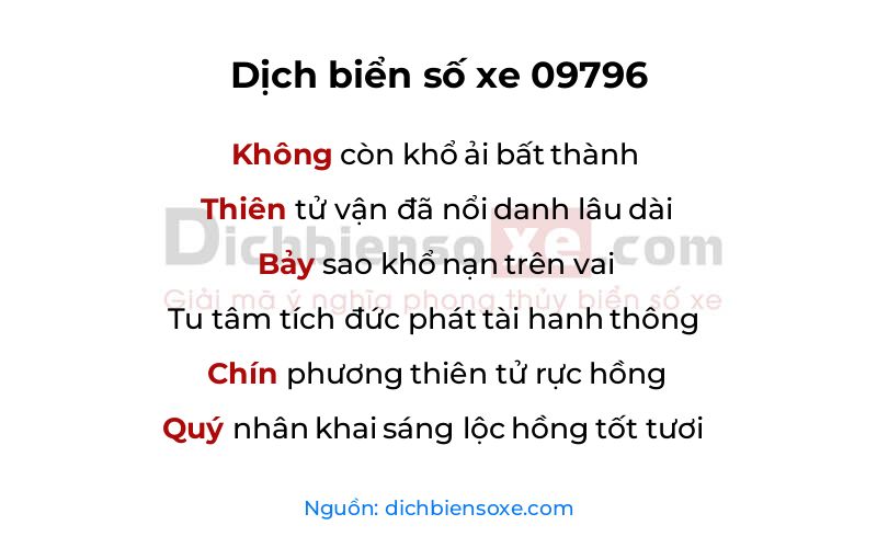 Dịch thơ biển số 09796