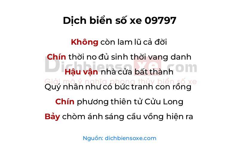 Dịch thơ biển số 09797