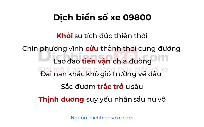 Dịch thơ biển số 09800