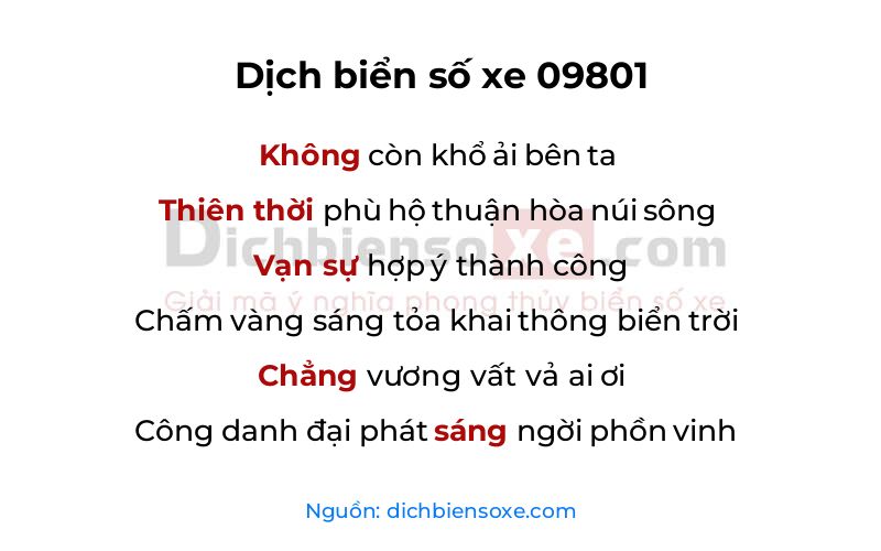 Dịch thơ biển số 09801