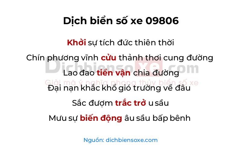 Dịch thơ biển số 09806