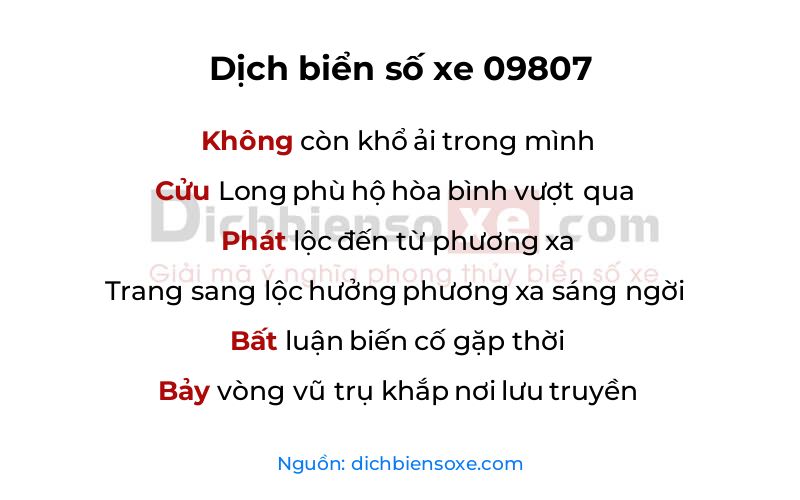 Dịch thơ biển số 09807