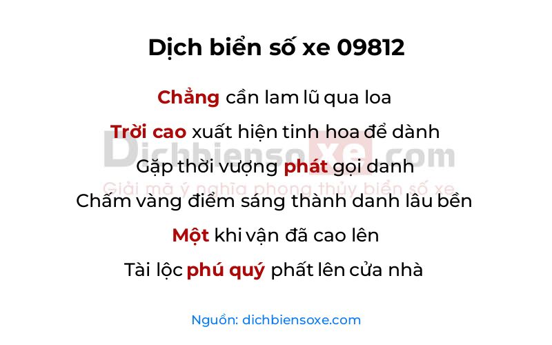Dịch thơ biển số 09812