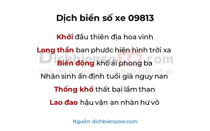 Dịch thơ biển số 09813