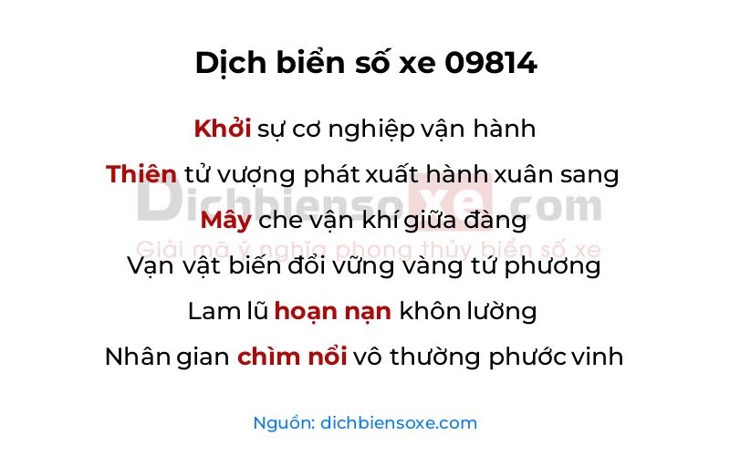 Dịch thơ biển số 09814
