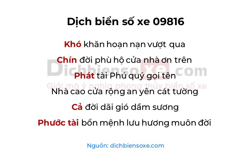Dịch thơ biển số 09816