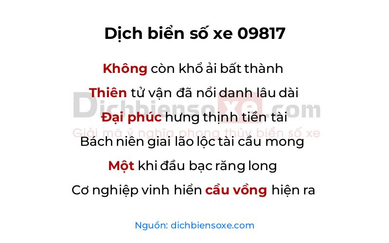 Dịch thơ biển số 09817