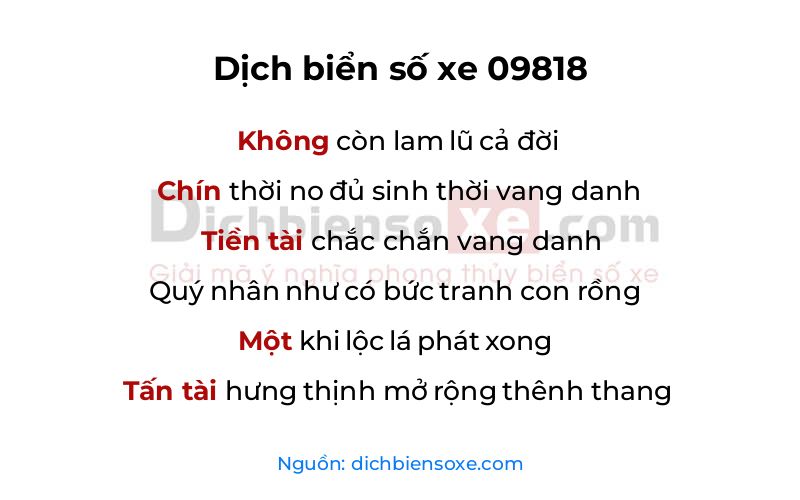 Dịch thơ biển số 09818