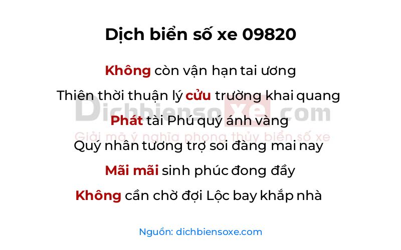 Dịch thơ biển số 09820