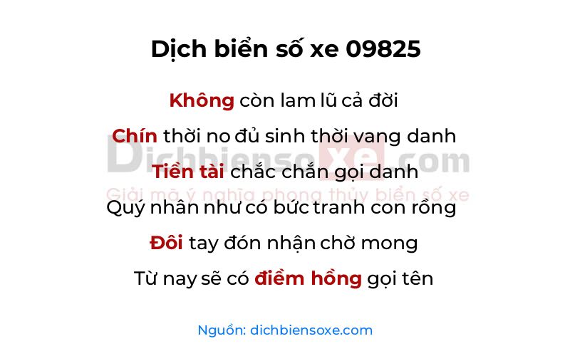 Dịch thơ biển số 09825