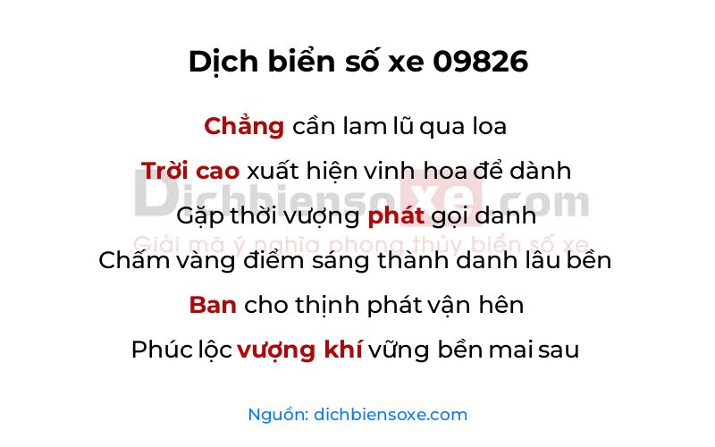 Dịch thơ biển số 09826