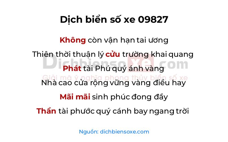 Dịch thơ biển số 09827